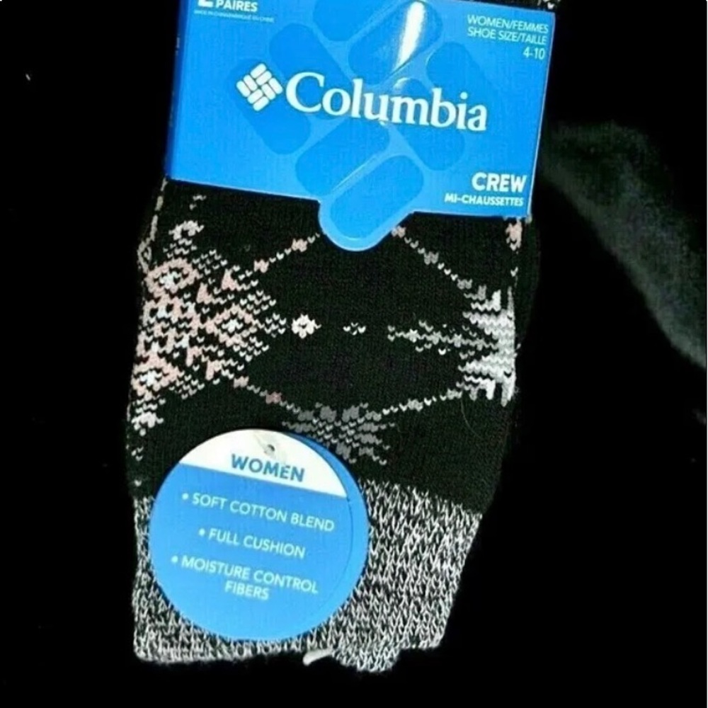 NEW 2 PAIRS Columbia SOFT COTTON CUSHION Socks PINK GREY BLACK shoe: 4-10